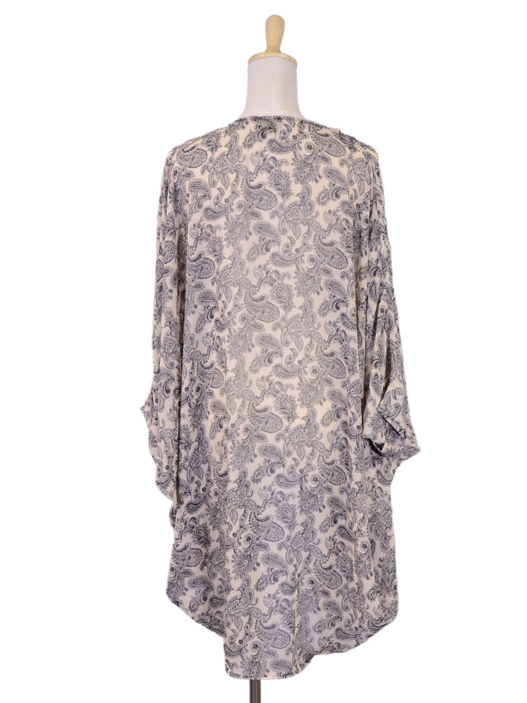 Audrey 3 + 1 Chiffon Paisley Print Long Oversized Kimono With Short Sleeves - ALILANG.COM