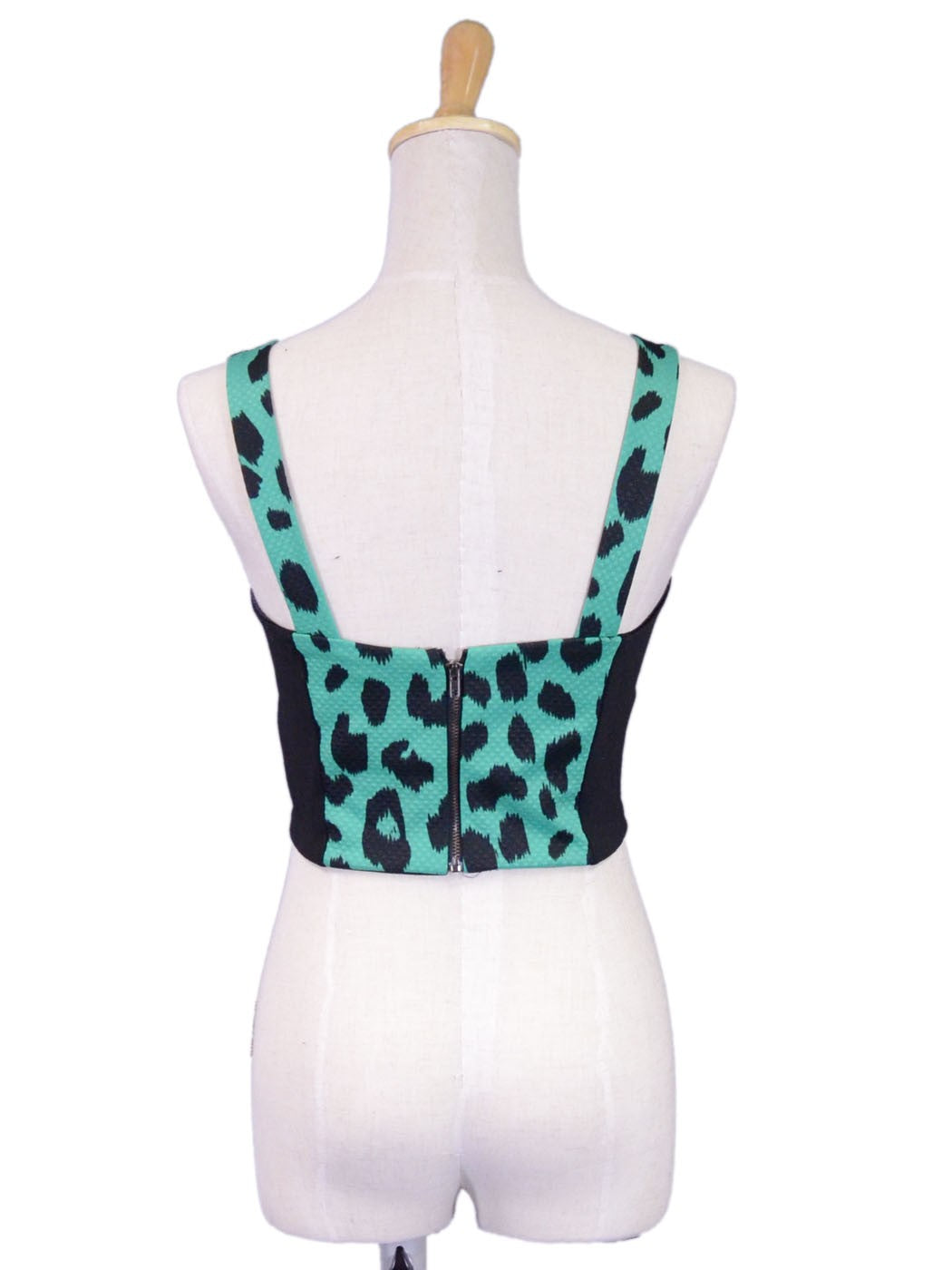 Lush Strapless Textured Leopard Print Cropped Bra Top With Zipper Closure - ALILANG.COM