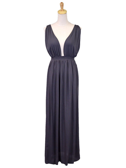 Audrey 3+1 Elegant Goddess Deep V-Neckline Sleeveless Dress With Low Cut Back - ALILANG.COM