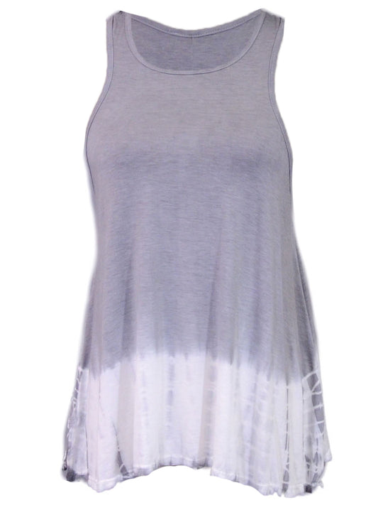 Basil And Lola Casual Flowy Tie Dye Racer Back Strap Flared Sleeveless Tank - ALILANG.COM