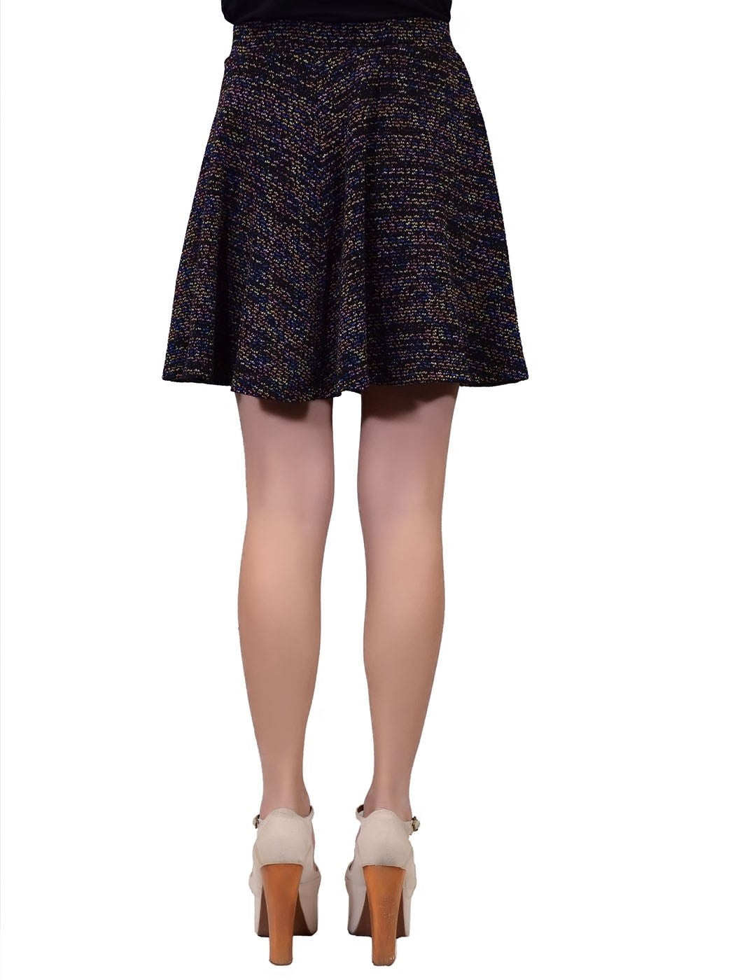 Basil And Lola Cute And Girly Black Multicolored Speckled Skater Style Skirt - ALILANG.COM