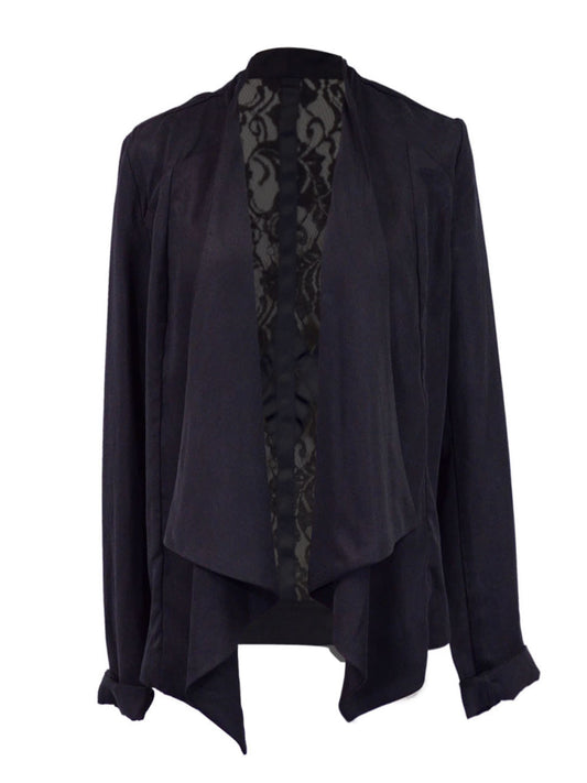 Gentle Fawn Draped Long Sleeved Heavy Weight Blazer With Back Lace Design - ALILANG.COM