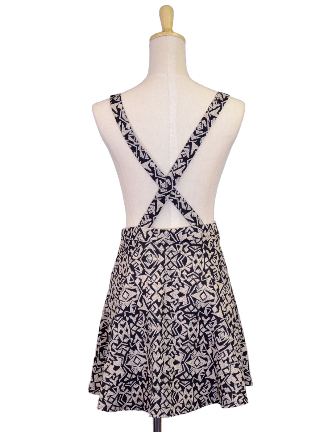Lush Suspender Apron A-Line Dress With All Over Multicolored Geometric Design - ALILANG.COM