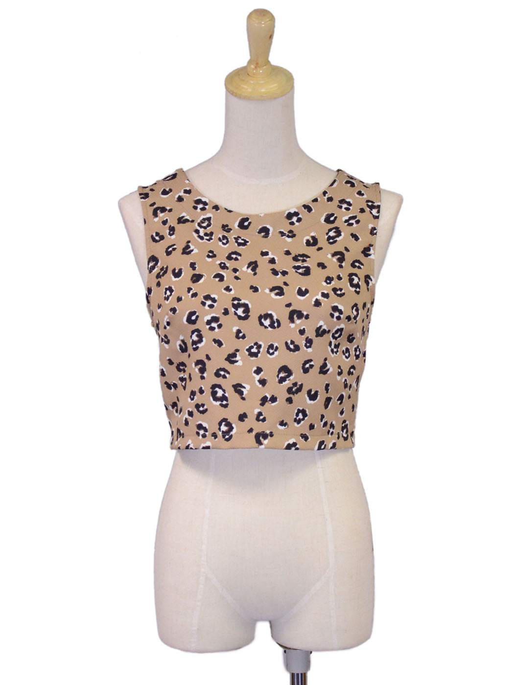 Lush Lightweight Double Crepe Animal Print Cropped Top With Buttons Down Back - ALILANG.COM
