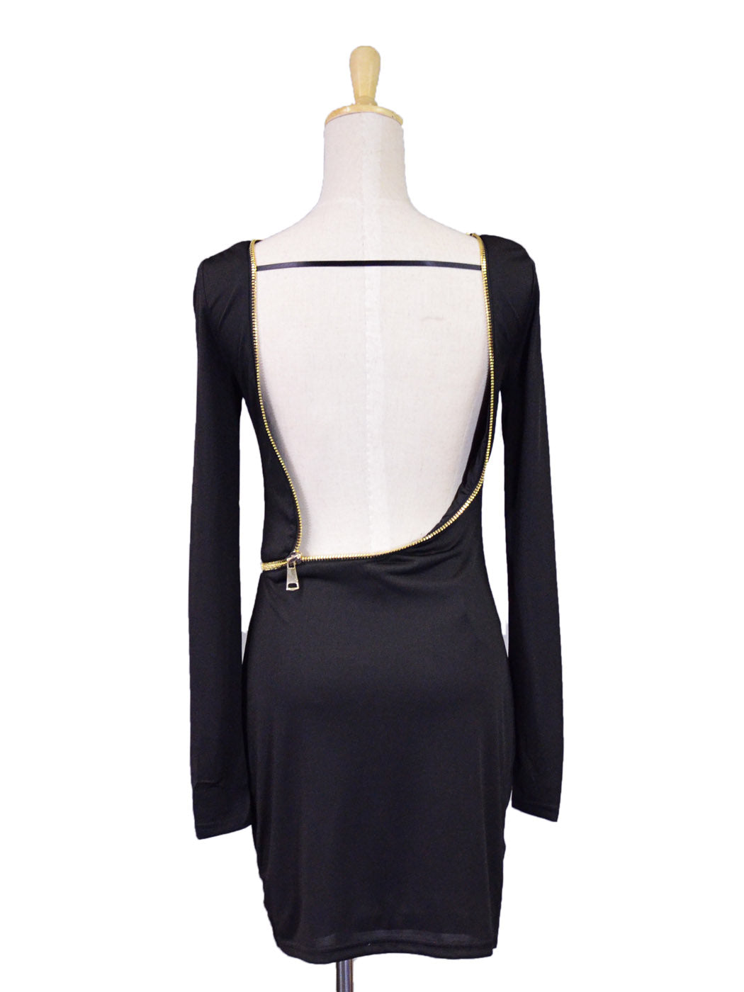 Ligali Long Sleeved Body Con Jersey Dress With Gold Zipper Trim And Lo ALILANG.COM Ligali Long Sleeved Body Con Jersey Dress With Gold Zipper Trim And Lo ALILANG.COM