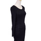 Ligali Black Long Sleeved Gathered Body Con Dress With Faux Leather Panel - ALILANG.COM