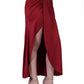 Joyce Sexy Red Suede Body Con Fitted Skirt With Slit And Stretchy Waist Band - ALILANG.COM
