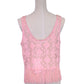 Lush Pink Fringe Detailed Trimming Mesh Lace Strapless Embroidered Crop Top - ALILANG.COM