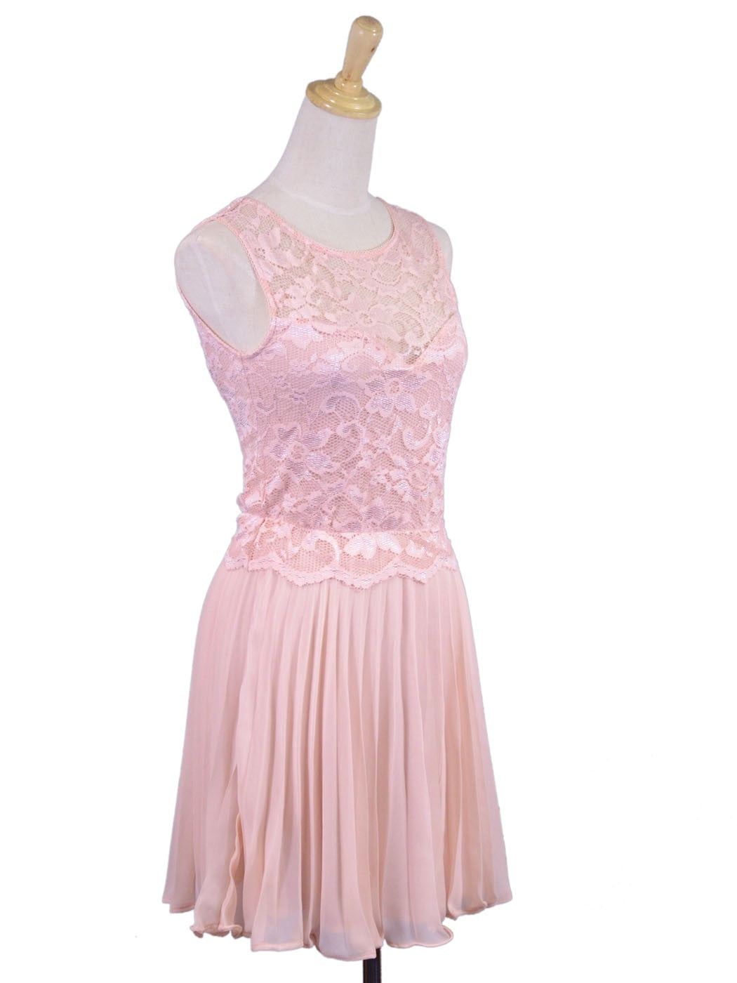 Double Zero Open Back Dress With Lace Sweetheart Neckline Top And Pleated Skirt - ALILANG.COM