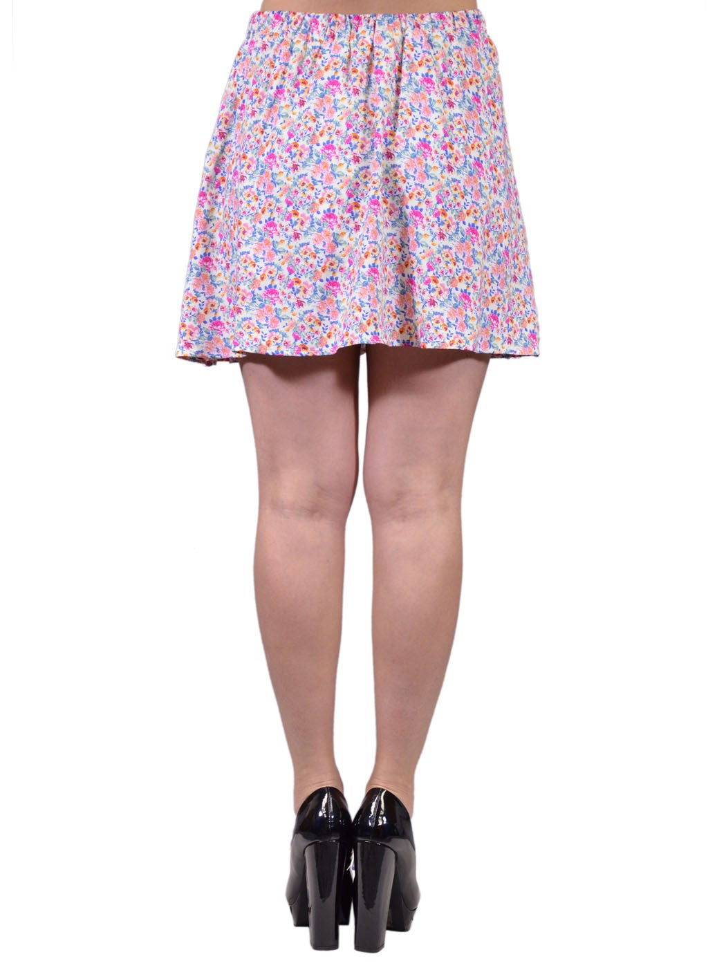 Lush Off White Pink Petite Granny Floral Print A Line Skirt With Buttons - ALILANG.COM