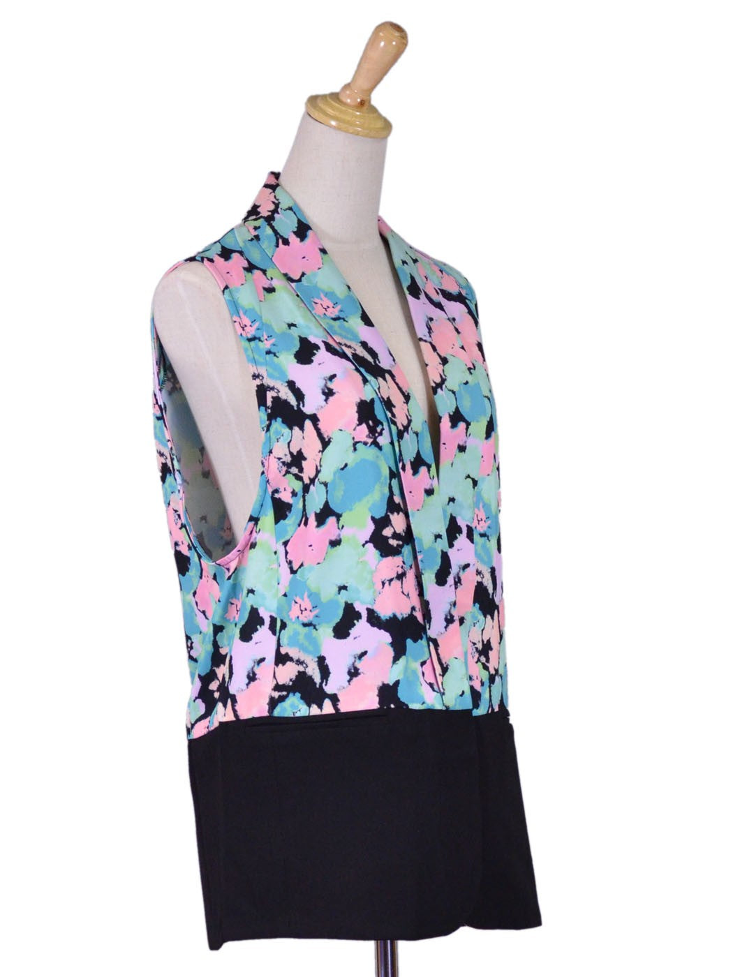 Gentle Fawn Brand Rochester Mint Watercolor Abstract Floral Art Vest with Lapel - ALILANG.COM