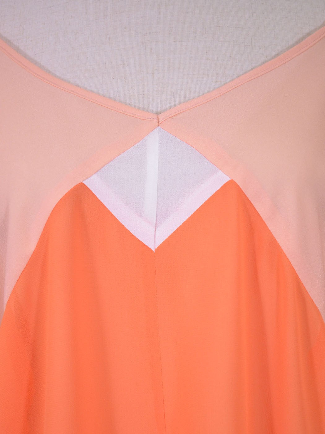 Gentle Fawn Brand Waterfall Tangerine Tone Color Block Open Shoulder Top Blouse - ALILANG.COM