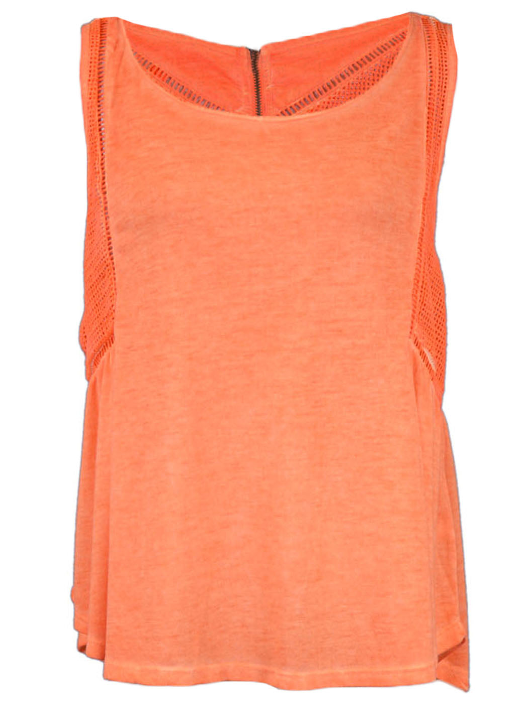 Gentle Fawn Brand Eames Tangerine Crochet Caged Sides Zipper Triangle Tank Top - ALILANG.COM