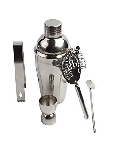 Dodolly Bartender Kit Bar Set Cocktail Shaker Set for Drink Mixing - Bar Tools: Martini Shaker, Jigger, Strainer, Bar Mixer Spoon, Tongs| Best Bartender Kit for Beginners, 350 ML
