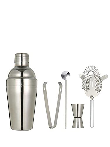 Dodolly Bartender Kit Bar Set Cocktail Shaker Set for Drink Mixing - Bar Tools: Martini Shaker, Jigger, Strainer, Bar Mixer Spoon, Tongs| Best Bartender Kit for Beginners, 350 ML