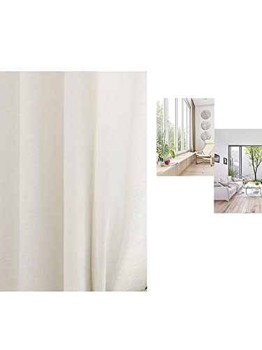 Boho Cotton Linen Tassel Window Curtains, Set of 2 Farmhouse Cream Curtain Panels, Grommet Window Semi Blackout Country Style Window Treatment for Living Dining Room,59"W x 94.5"L