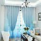 Dodolly Blackout Curtains, Double Layers Hollow Out Stars Window Curtains Gradient Curtains, 2 in 1 Fabric and Gauze Window Curtains Panel, Set of 2, W42xL63 Inch (Blue, 42Wx63L)
