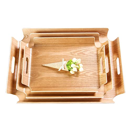 Wood Serving Tray, Decorative Serving Trays Platter for Breakfast in Bed, Lunch, Dinner, Appetizers, Patio, Ottoman, Coffee Table, BBQ, Party, Great for Lap &Couch, 1Pcs