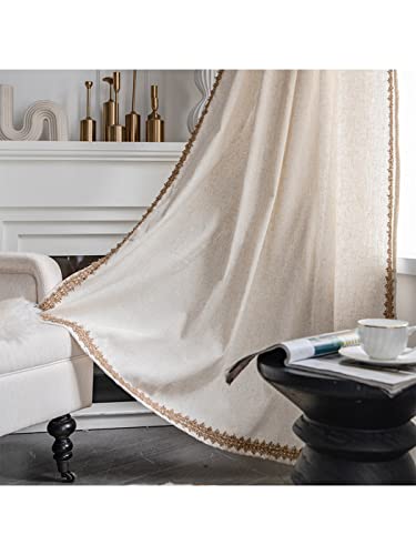 Dodolly Curtains for Bedroom 2 Panels Window Sheer 50% Room Darkening Semi Blackout Lightweight Soft Cloth Curtains for Living Room 55 x 94.5 Inches Long, Grommets Design