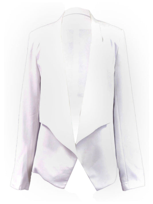 Everly Sophisticated Long Sleeve Open Front Single Breasted Draped Blazer Jacket - ALILANG.COM