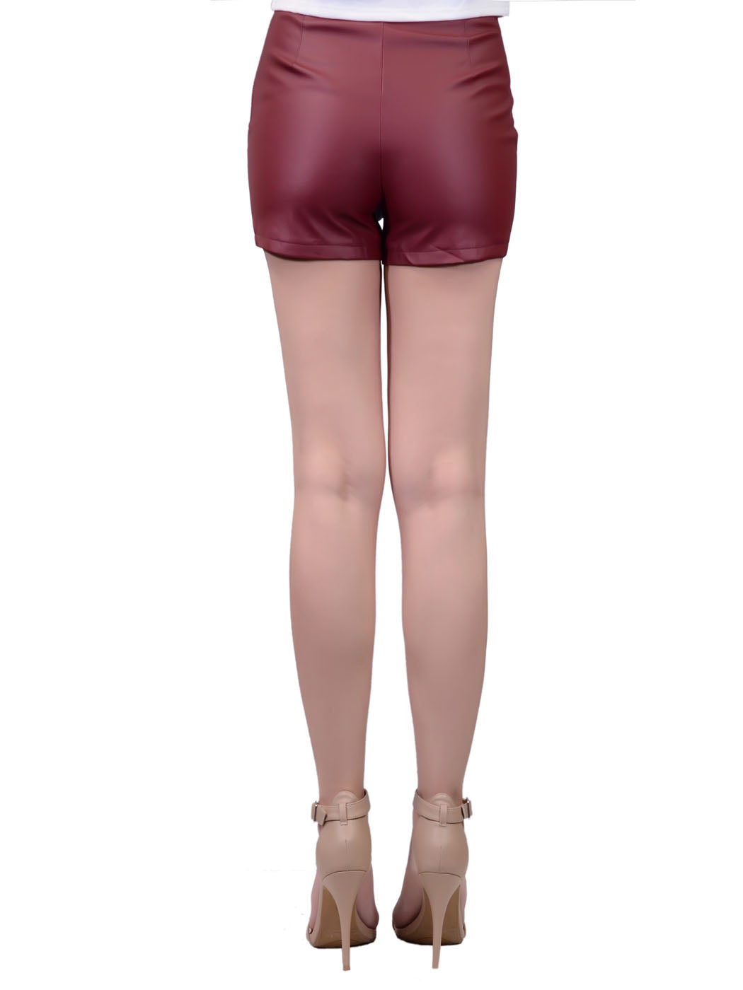 Uniq Rocker Chic Tulip Hem Faux Leather High Waisted Fitted Shorts - ALILANG.COM