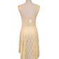 En Creme Lovely Feminine Lace Floral Sheer Circle Skirt Delicate Dress