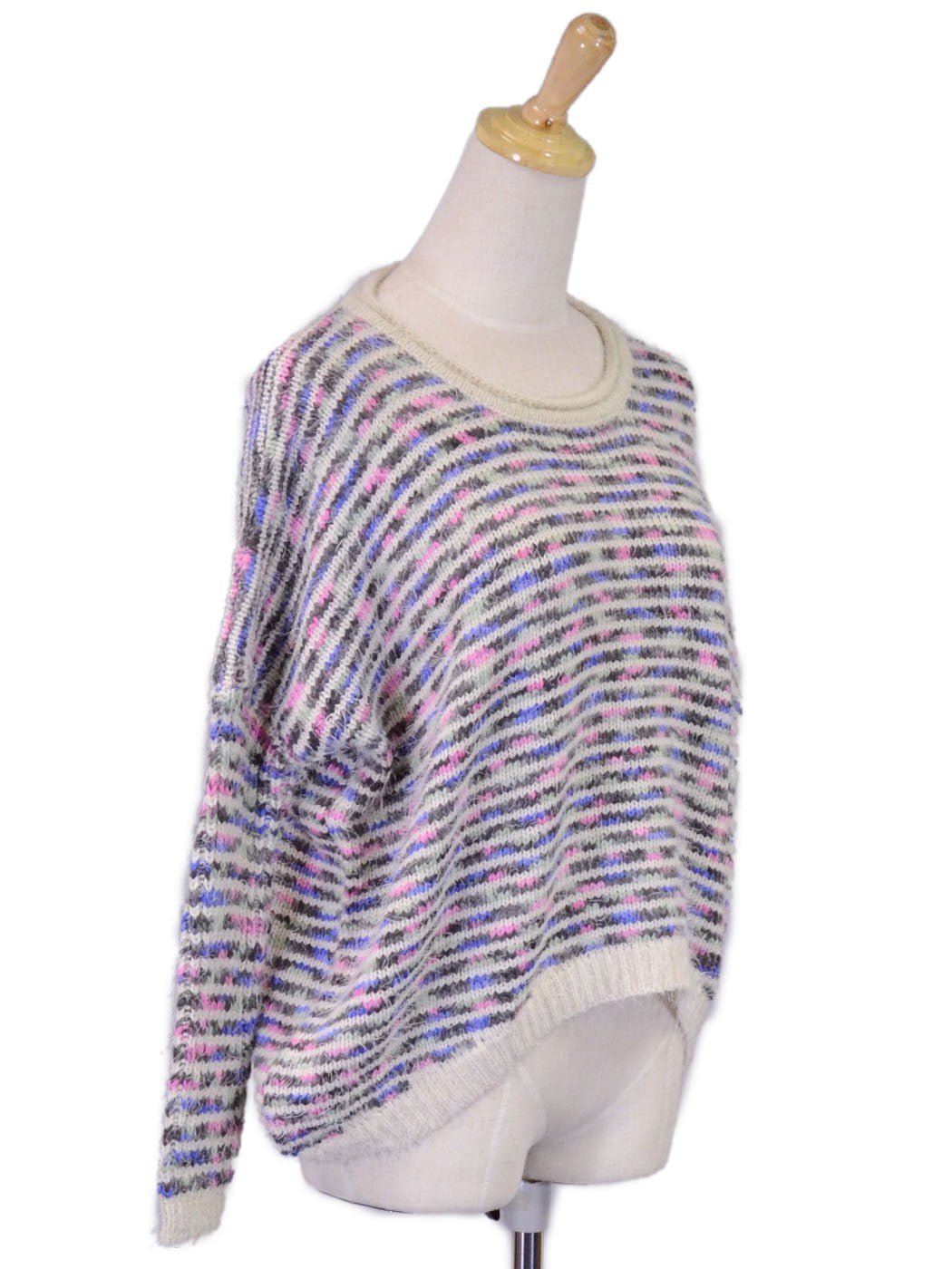 Oxford Circus Fuzzy Cozy Candy Stripes Pullover Long Sleeves Sweater Top