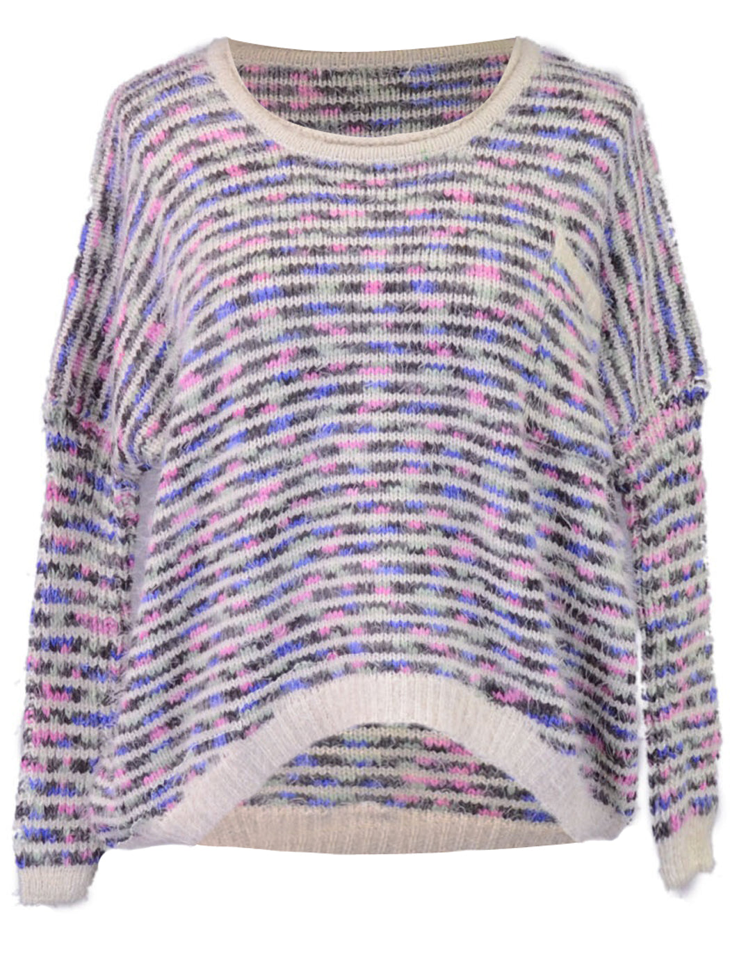 Oxford Circus Fuzzy Cozy Candy Stripes Pullover Long Sleeves Sweater Top
