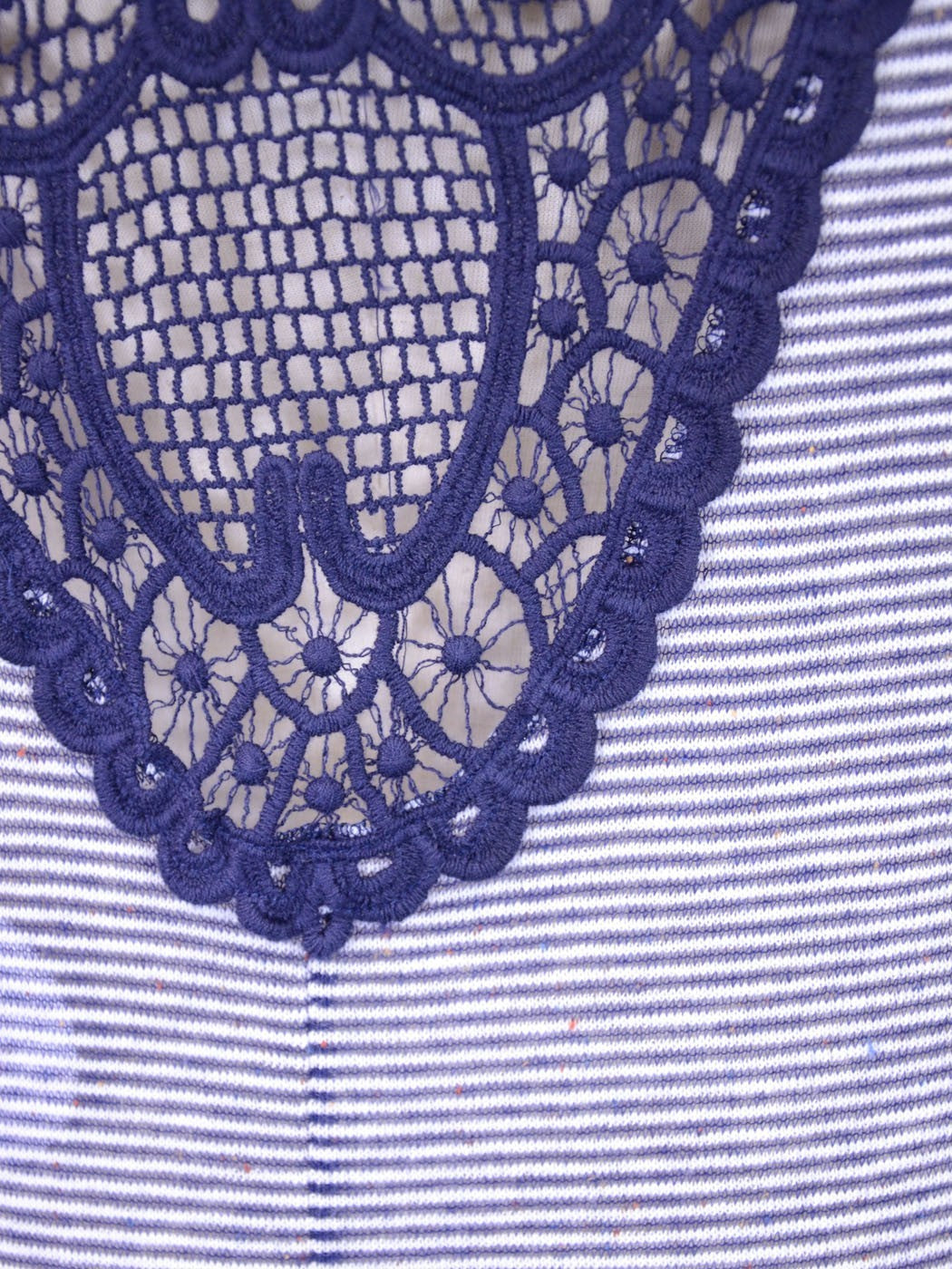 En Creme Casual Crochet Back Open Front Long Sleeve Pinstripe Knit Cardigan Top