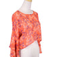 Anna-Kaci Asian Inspired Bamboo Print Cropped Layered Bell Sleeves Woven Blouse