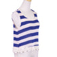 Paper Crane Cute Horizontal Striped Scalloped Crochet Hem Knit Tank Top
