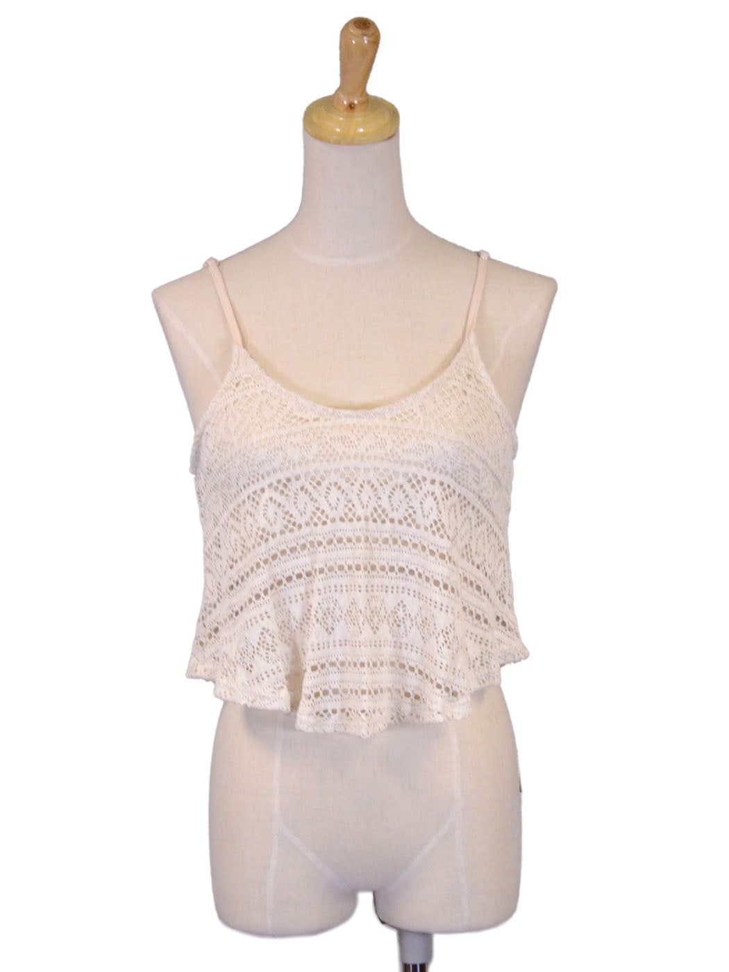 Lush Summer Fling Boho Inspired Crochet Knit Lace Adjustable Straps Crop Top