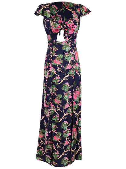 The Clothing Company Asian Inspired Cherry Blossom Print Tie Front Maxi Dress