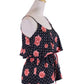 Audrey 3+1 Adored All Over Red Rose Polka dot Print Drawstring Dual Layer Top