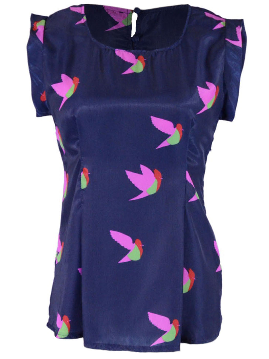 Calls Graceful Fly Away Paradise Birdie All Over Print Dressy Blouse Top