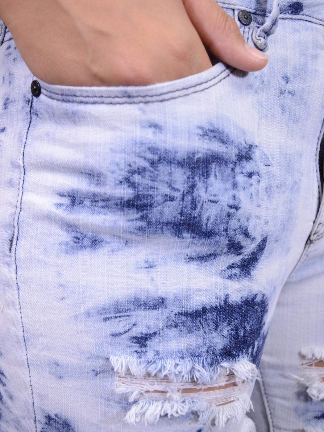 Anna-Kaci Urban Funk Bleached Destroyed Denim Skinny High Waisted Jeans