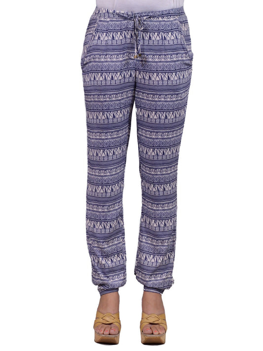 TCEC Causal Horizontal Tribal Pattern Pockets Woven Sausage Trouser Pants