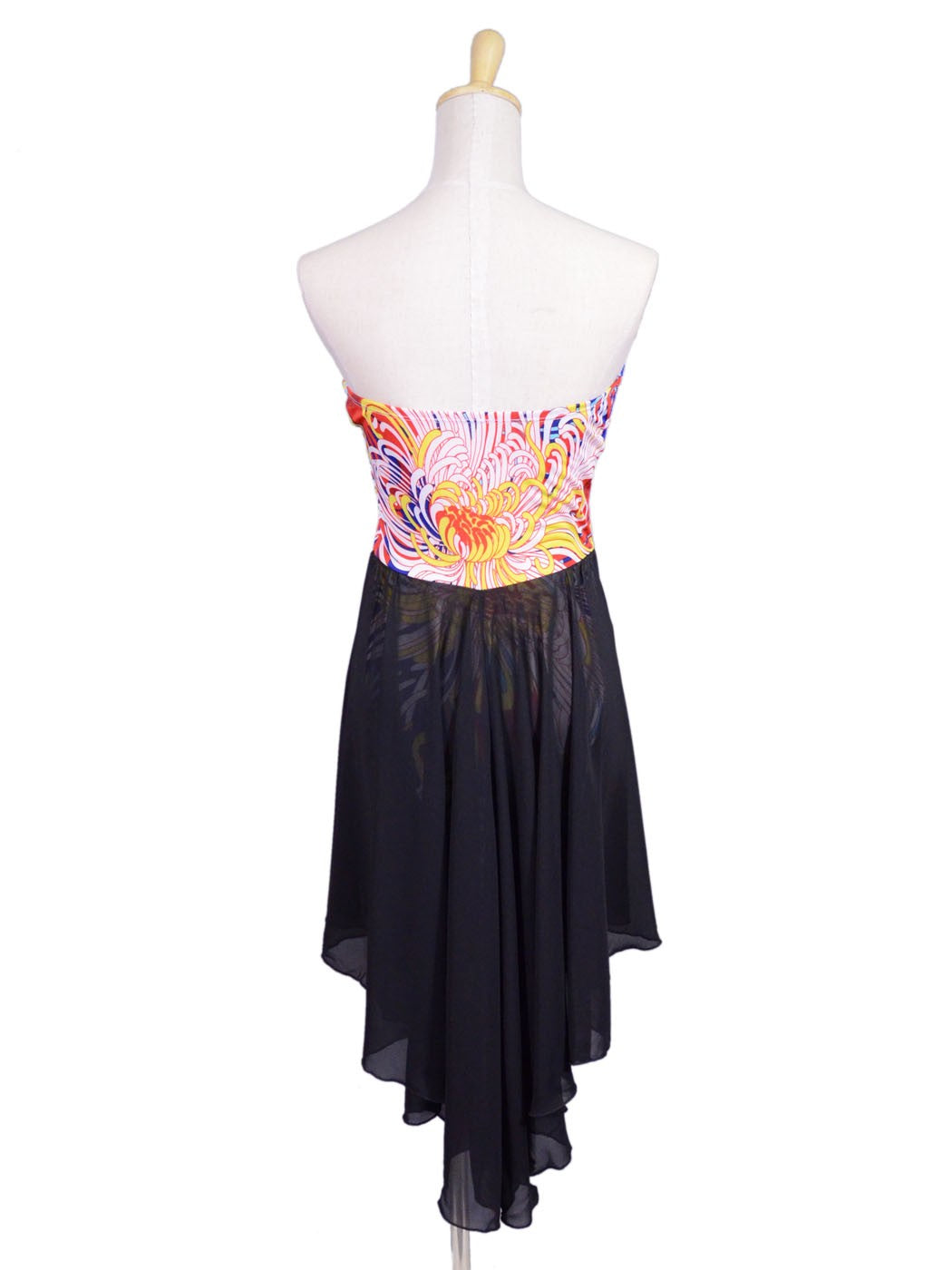 Trendology Sexy Glam Abstract Print Hi-Lo Chiffon Tube Bodycon Knit Dress