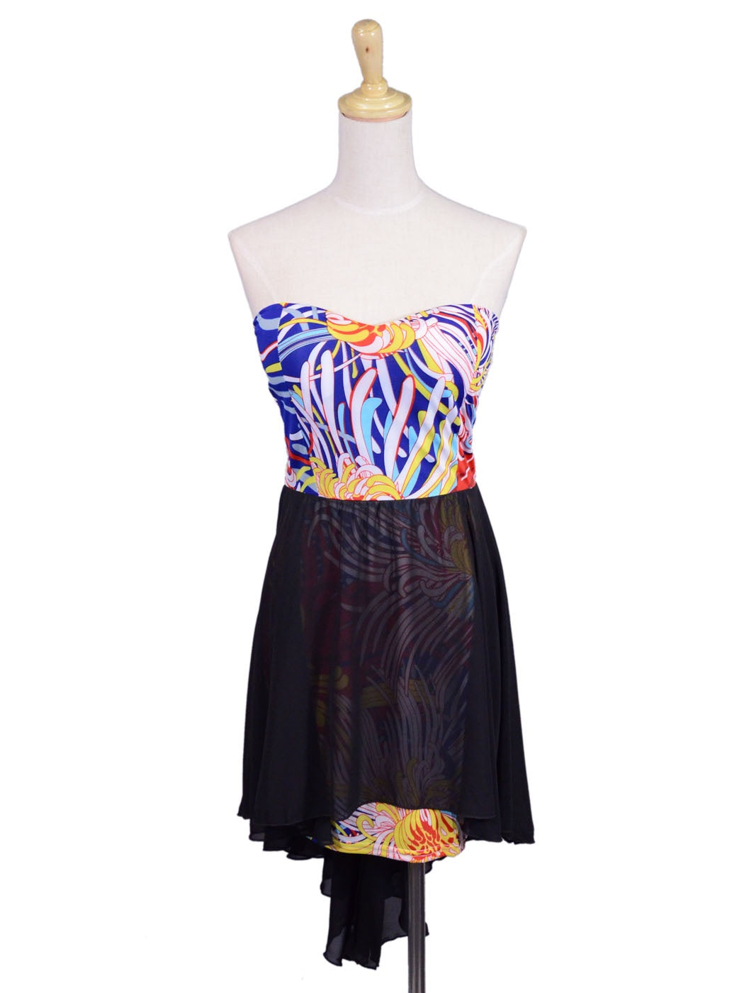 Trendology Sexy Glam Abstract Print Hi-Lo Chiffon Tube Bodycon Knit Dress