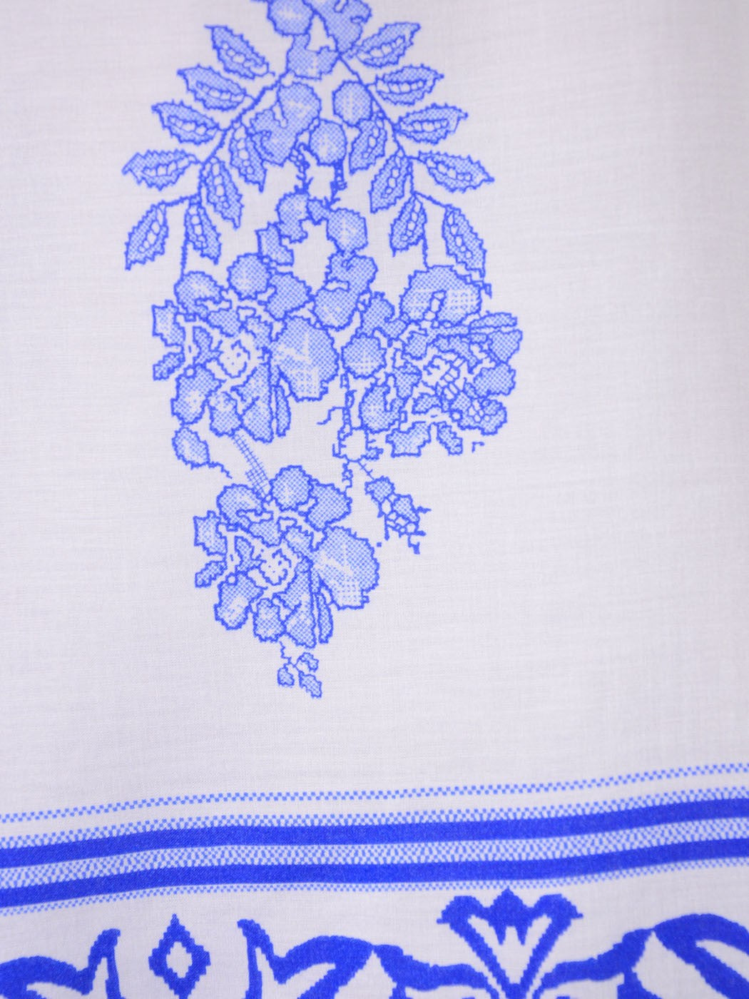 MonoB Grecian Peasant Inspired Blue Pixel Floral Print Loose Tank Top