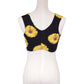 En Creme Cute Daisy All Over Print Cross Over Knit Cropped Top