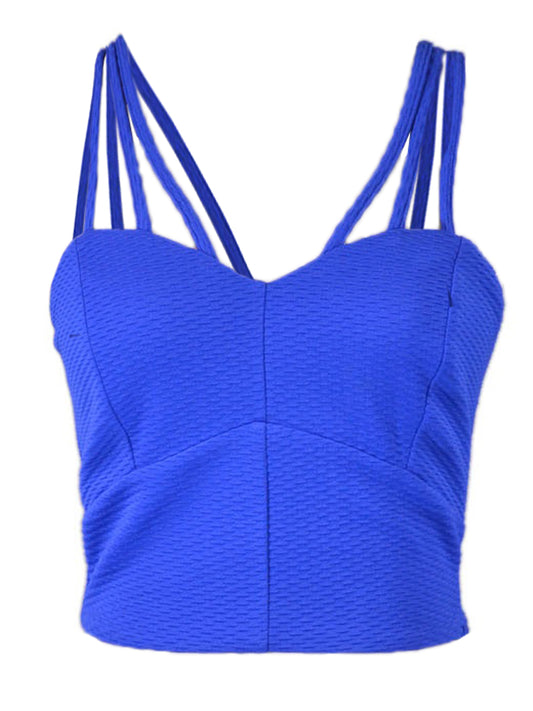 Lush Sporty Glam Triple Spaghetti Sweetheart Neckline Bustier Bra Crop Top