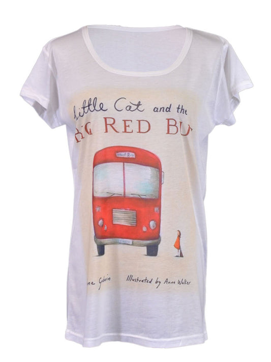 Anna-Kaci Bedtime Storybook Red Bus Print Short Sleeves Knit Tee Shirt Top