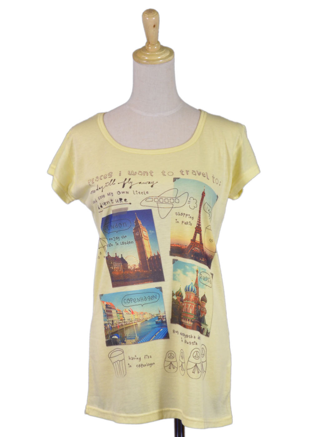 Anna-Kaci Fun Dream Vacation Destinations Logo Short Sleeves Tee Shirt Top