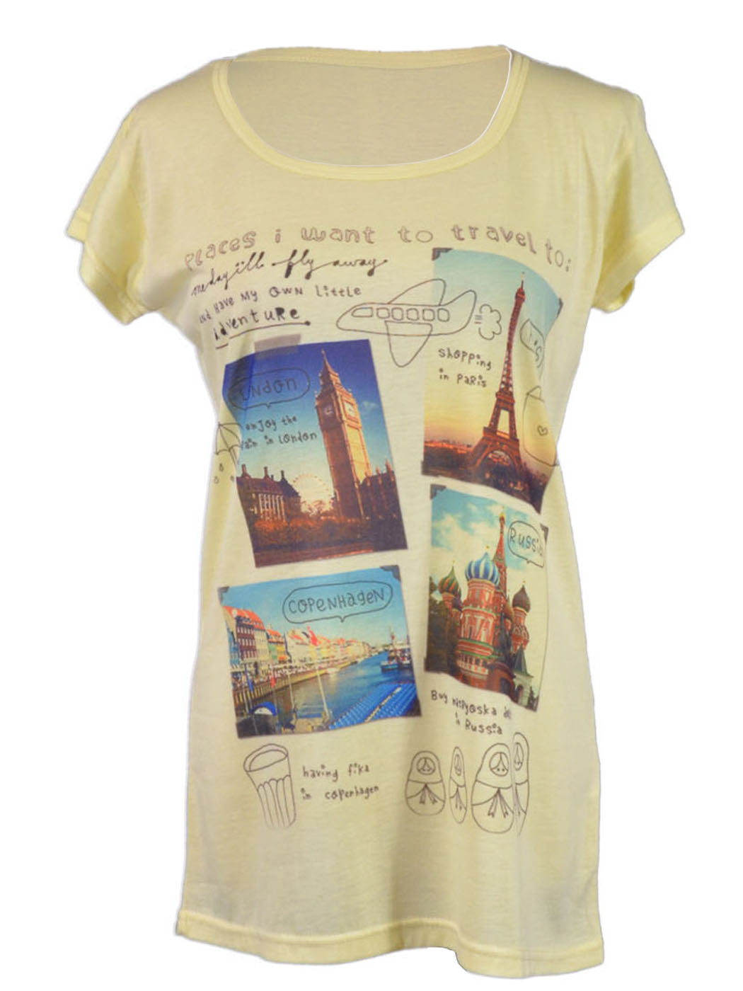 Anna-Kaci Fun Dream Vacation Destinations Logo Short Sleeves Tee Shirt Top