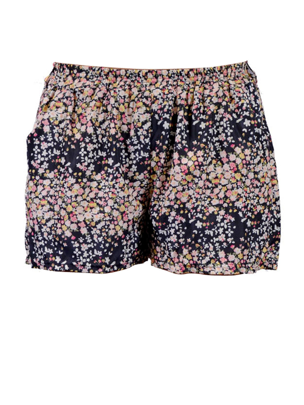 Anna-Kaci Pretty Cute Mini Floral Print Two Pockets Elastic Waist Mini Shorts