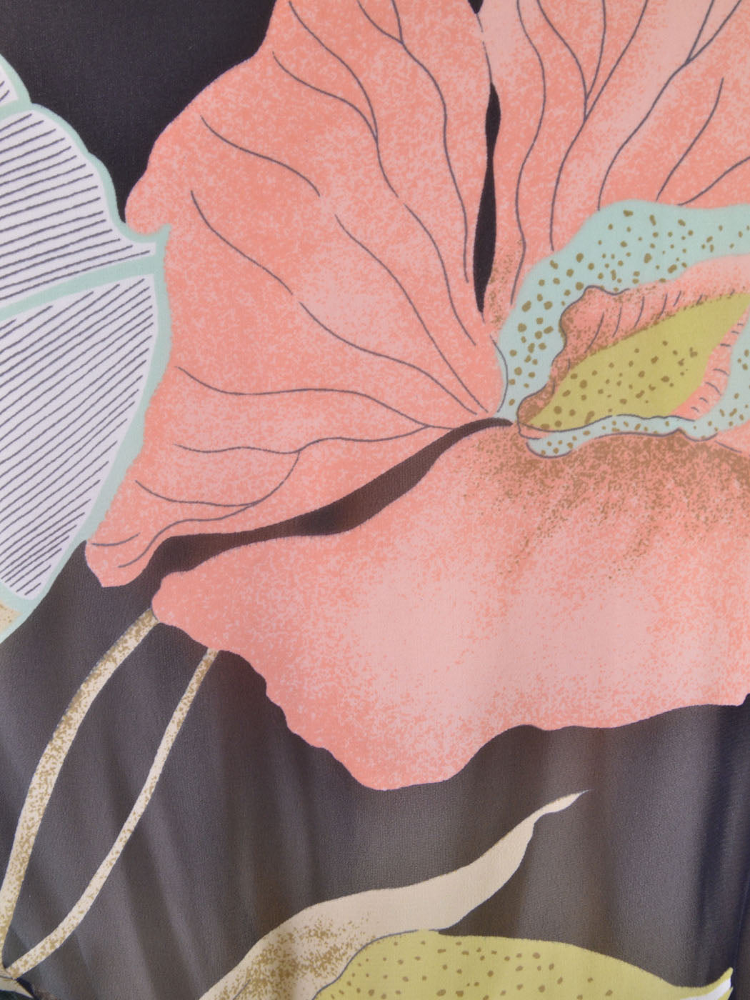 Audrey 3+1 Alluring Flirty Lotus Flower Print V-Neck Bell Sleeves Chiffon Romper