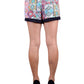 En Creme Witty Colorful Handkerchief Abstract Print Elastic Waist Shorts