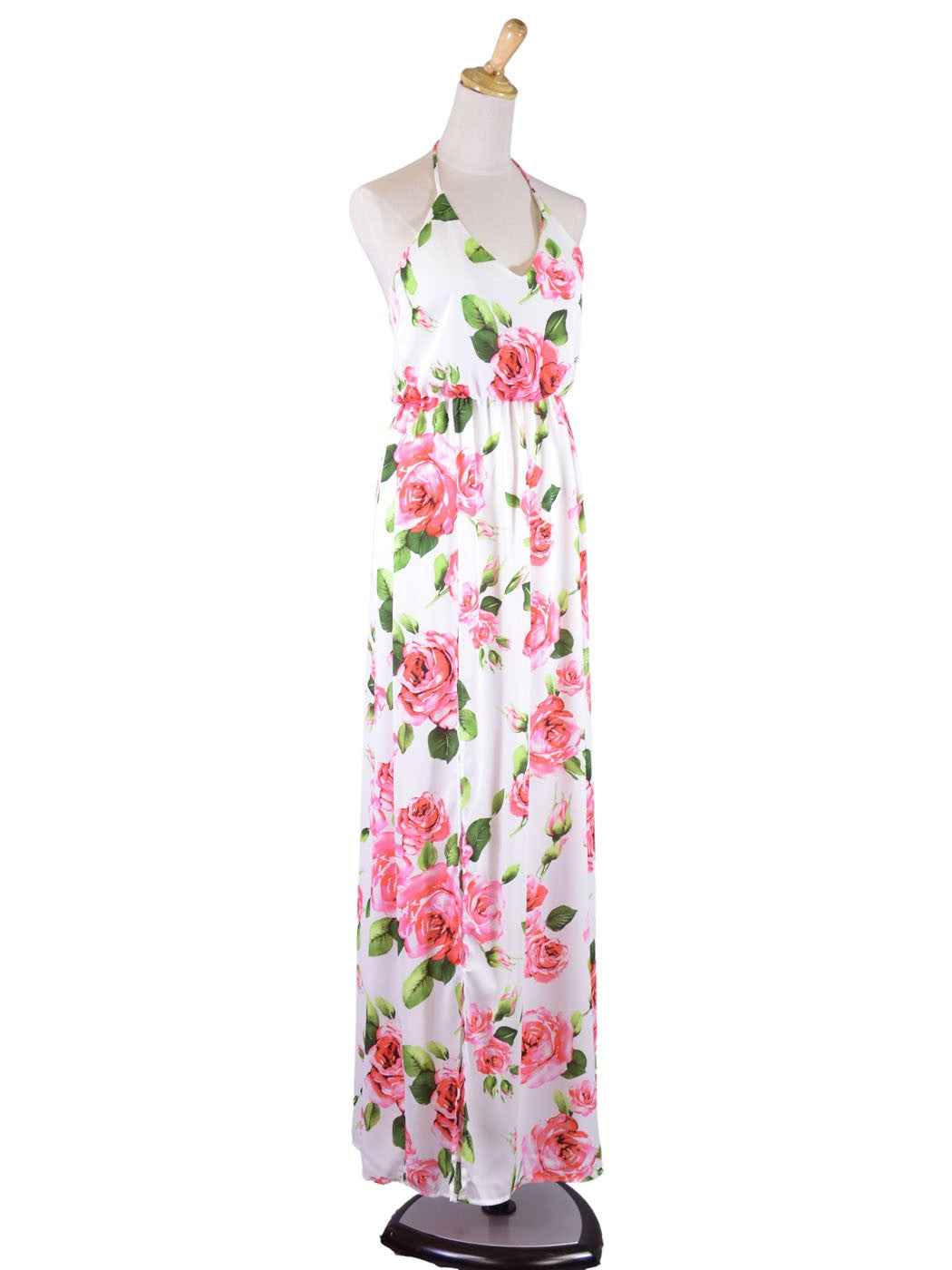 Lush Tea Party Rose Flower Print Garden Love T-Back V-Neck Maxi Spring Dress