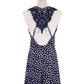 En Creme Dapper Chic Floral Print Fit & Flare Crochet Back Detail Navy Dress